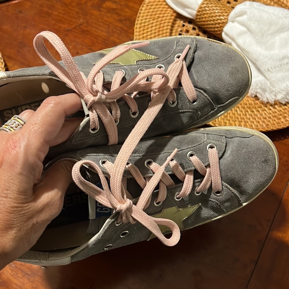 Size 9/39 Golden Goose grey suede sneakers.  Great shape!